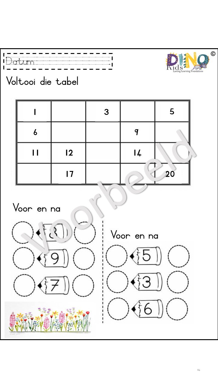 Graad 1 Wiskunde Voorbeel 3