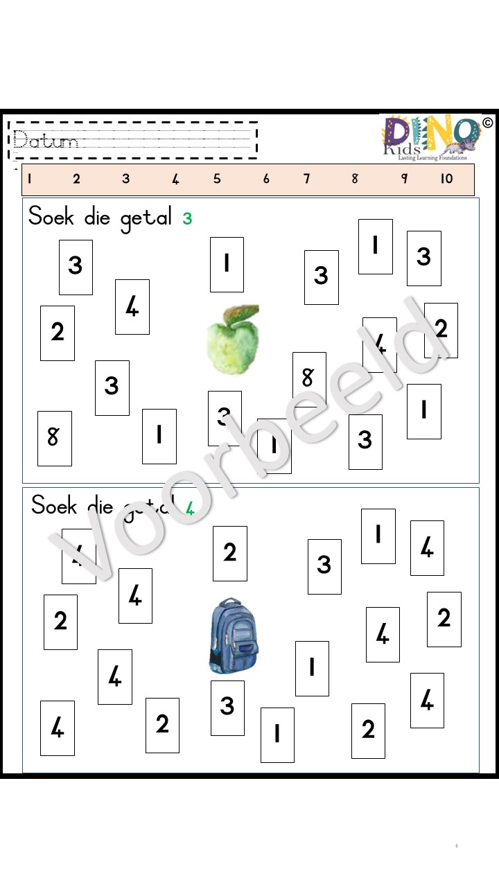 Graad 1 Wiskunde Voorbeeld 1