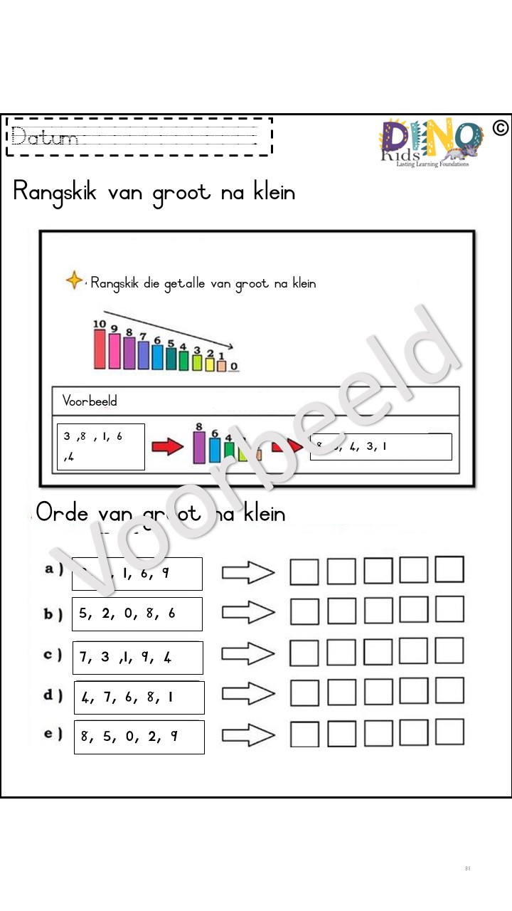 Graad 1 Wiskunde Voorbeeld 4